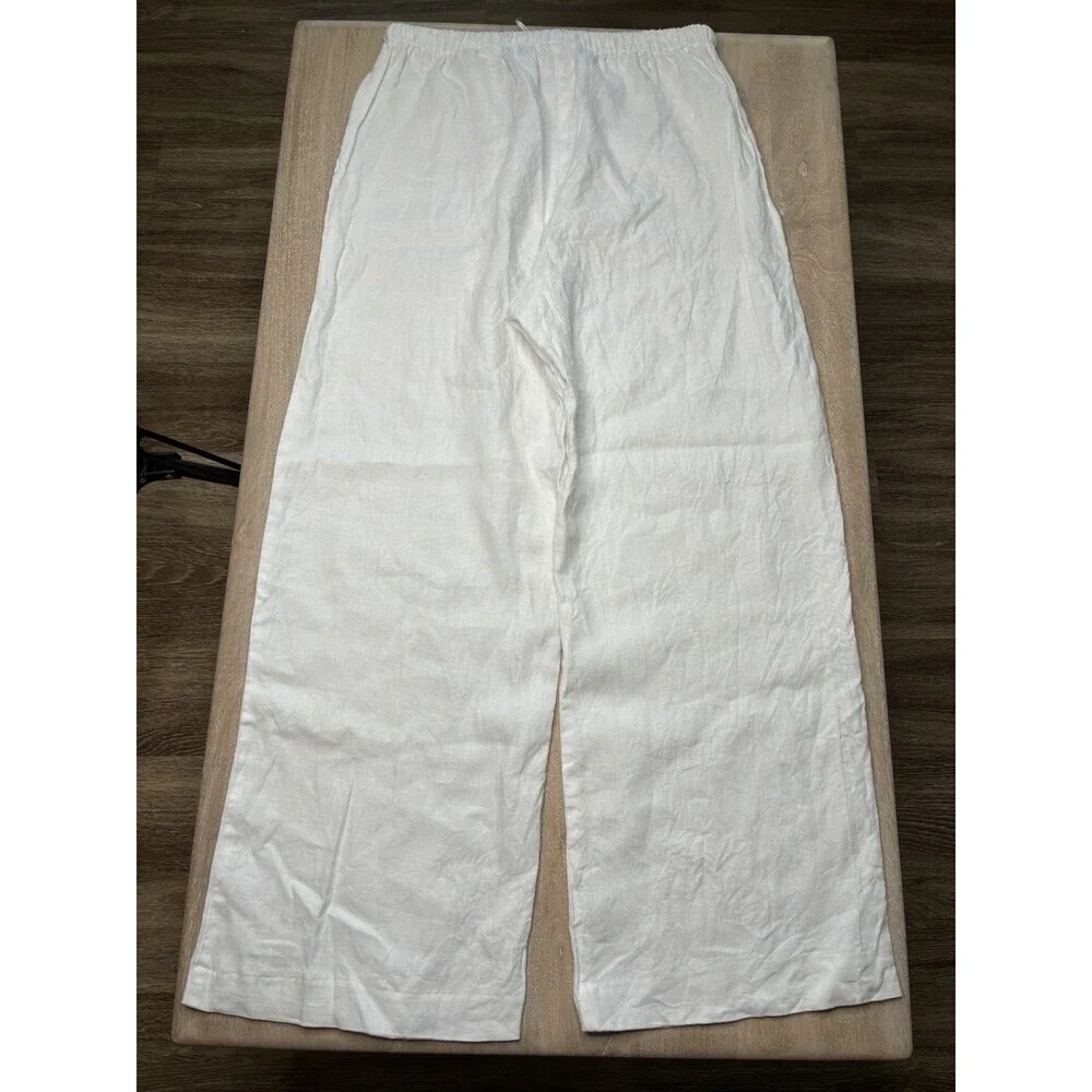 Reformation Olina Linen Straight Leg Pants in White Size XL